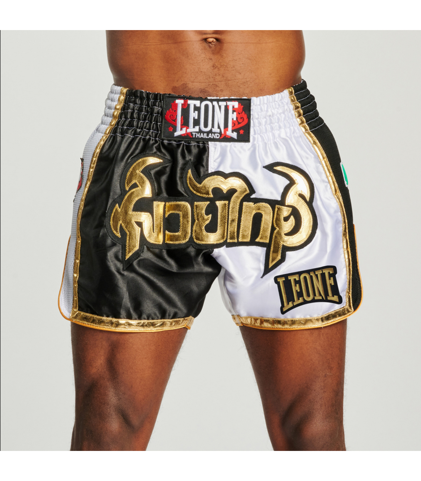 Leone - SIAM THAI SHORTS - Муай Тай Шорти - AB875 - Black/White